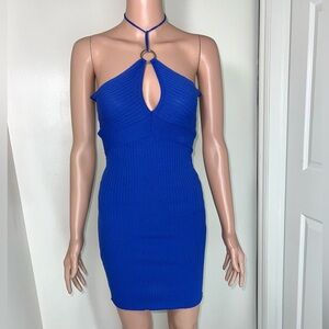 2 / $30 💙 NWT Mango Blue Knit Mini Dress Halter Neck